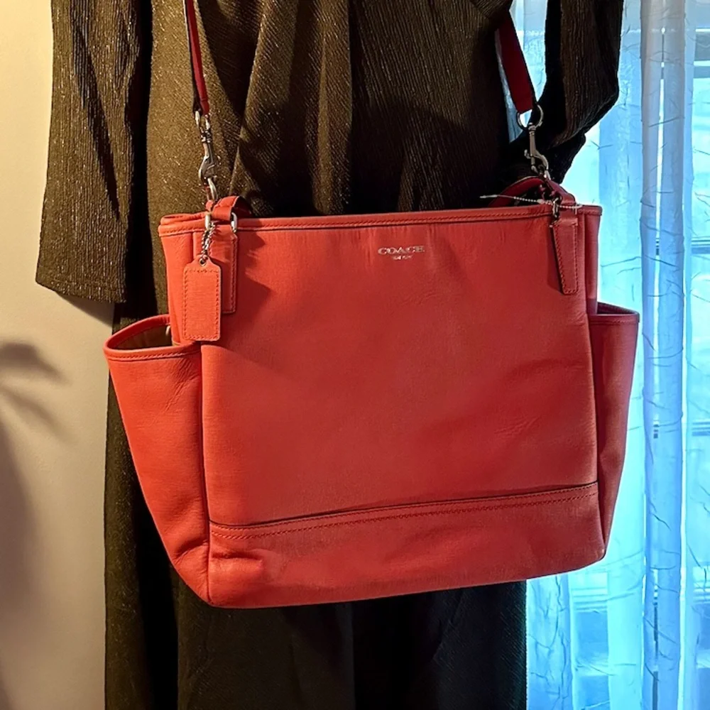 Coach Legacy Large‎ Coral Leather Crossbody for Work, Travel or Baby Bag 26353